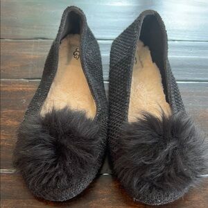 UGG Black Pom Pom Slippers